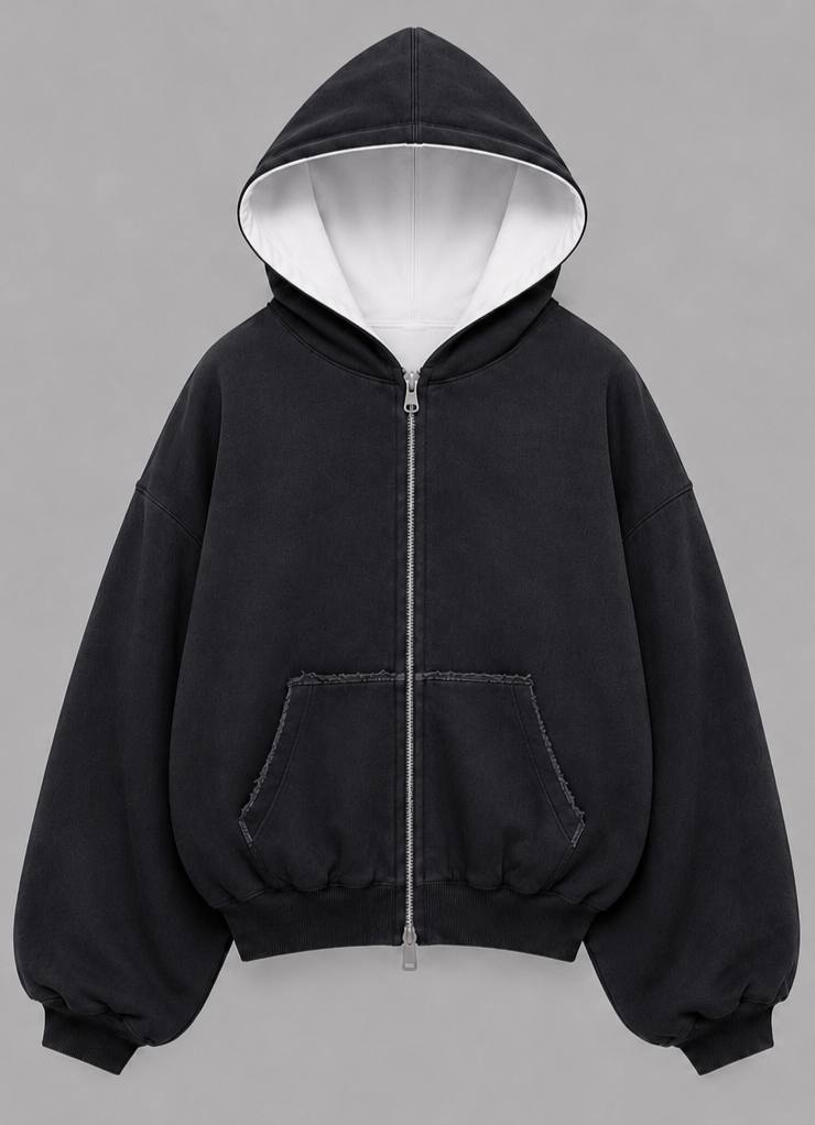 Reversible Zip Hoodie graphite/white