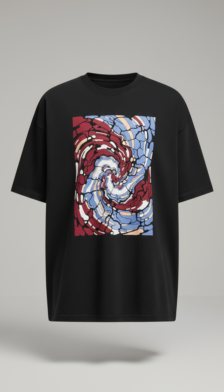 Jet black oversized graphic shirt